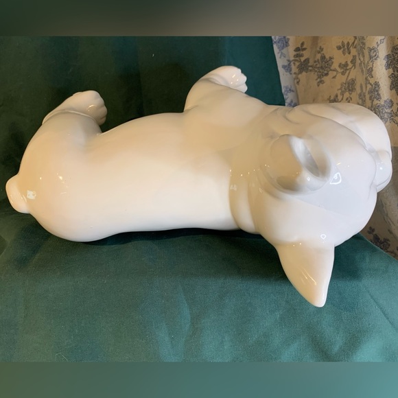 Large 13" White Ceramic French Bulldog Statue - Picture 8 of 8
